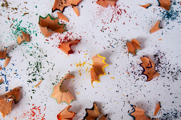 Background of multicolor pencil shavings