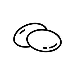 Capsules. Linear icon of two oval pills. Black simple illustration of medicine, drug, vitamin, omega 3, dietary supplement. Contour isolated vector emblem on white background. Opioid analgesics sign