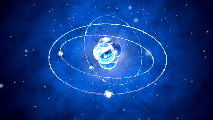 Atom core with orbiting particles