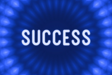 Success - word on a blue background