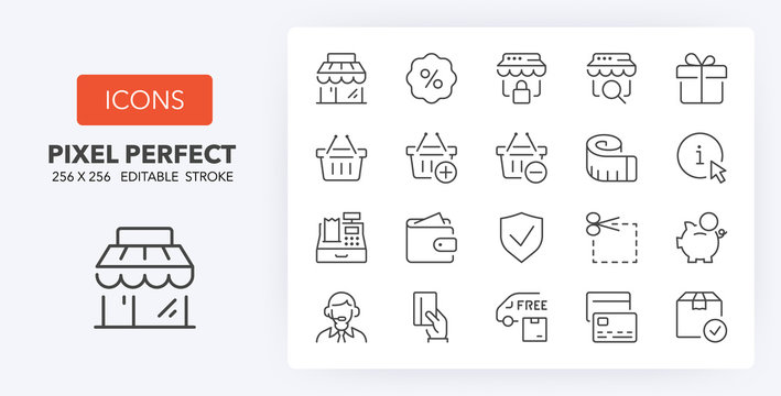 shopping 1 line icons 256 x 256