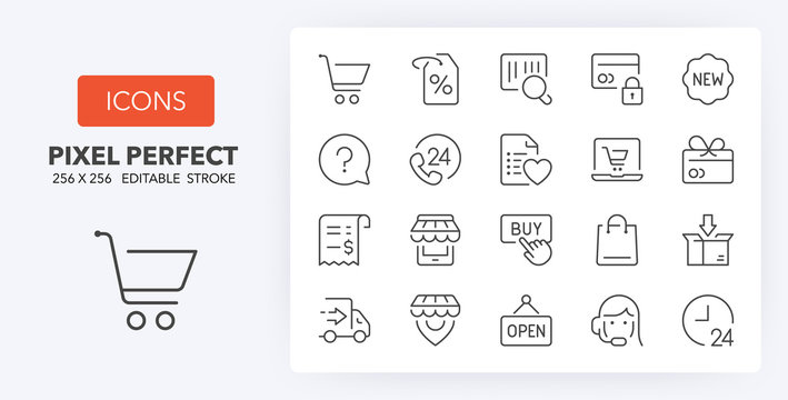 shopping 2 line icons 256 x 256
