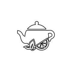 Herbal tea with lemon. Teapot icon. Flat icon design.