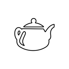 Teapot icon in flat style. Tea kettle symbol. Kitchen utensil.