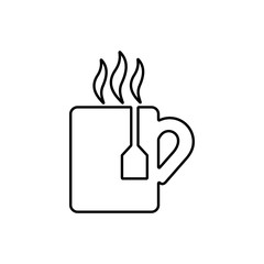 Cup of tea with tea bag. Flat icon illustration.