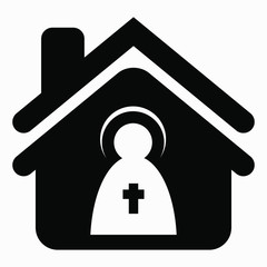 Church. Religious building. Church parish. Chapel. Chapel. Chapel. Vector icon.