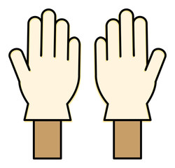 Pair of hands wearing gloves color vector
