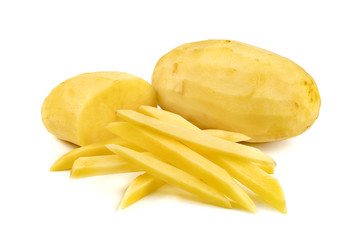 stick potatoes isolated on white background