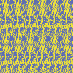 Ethnic abstract seamless vector pattern in bright yellow and blue. Vibrant surface print design. For fabrics, stationery, and packaging.