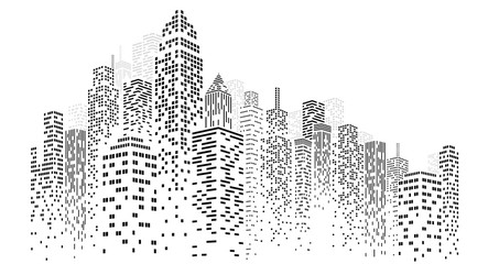 Abstract City vector, transparent city landscape, Dots Building in the night City © pingebat