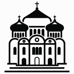Church. Religious building. Church parish. Chapel. Vector icon.