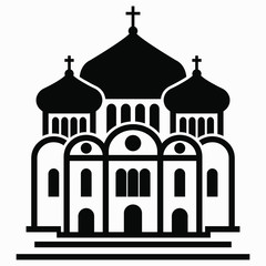 Church. Religious building. Church parish. Chapel. Vector icon.
