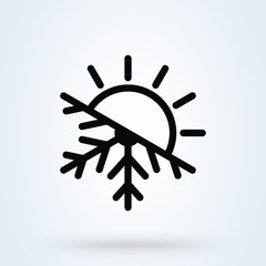 Hot and cold symbol. Sun and snowflake all season concept icon. Vector illustration
