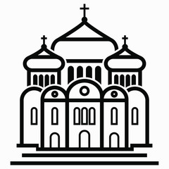 Church. Religious building. Church parish. Chapel. Vector icon.