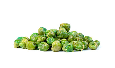 Green peas roasted isolated on white background