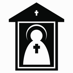 Church Icon. Illustration of church items. Iconostasis. Shrine. Tabernacle. Vector icon.