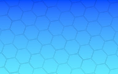 Translucent honeycomb on a gradient blue sky background. Perspective view on polygon look like honeycomb. Isometric geometry. 3D illustration