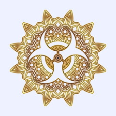 Signs inscribed in geometric mandala or arabesque.