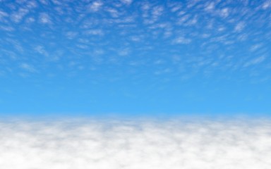 Blue sky background with white clouds. Cumulus white clouds in the clear blue sky in the morning. 3D illustration