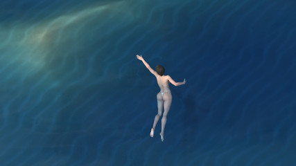 Obraz na płótnie Canvas woman swim in the blue sea