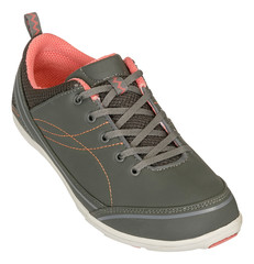 Casual walking shoe with laces in green and pink