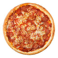 Delicious classic italian Pizza Pepperoni with sausages and cheese mozzarella