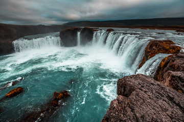 The impressive Godafoss waterfall from above. Iceland