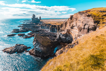 Precious stones on the coast of the Snaefellsnes peninsula. Iceland