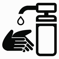 Disinfector Icon. Hand disinfection. Coronavirus Prevention Virus protection. Antibacterial agent. Vector icon.