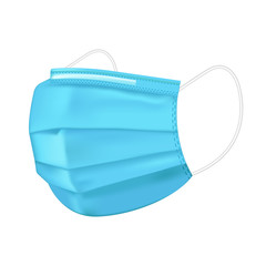 Medical mask isolated on white background. Doctor mask and corona virus protection. Realistic protective medical face mask front side vector. Medical mask for doctors and patients.