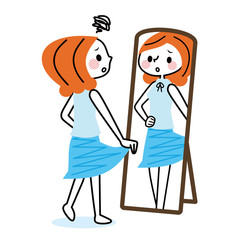 服装がきまらない女性