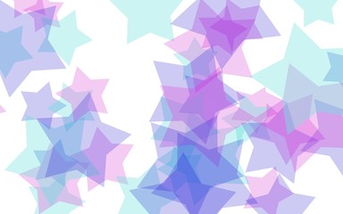 Multicolored translucent stars on a white background. Red tones. 3D illustration