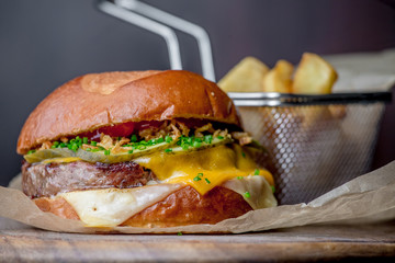 Classic burger with french fries