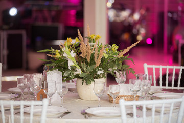 beautiful flowers on white table