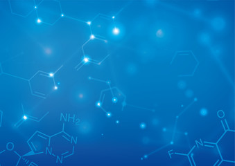 Abstract blue background of chemical formula