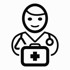 Doctor icon. Medical worker. Illustration of medical staff. Nurse. Drawing medicine. Vector icon.