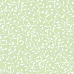 Vector green seamless texture of shrub with leaves. Green background.