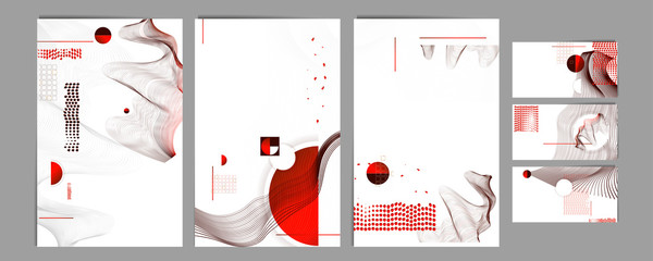 Poster design Japanese style templates set invitations	