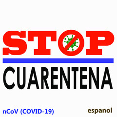 Icon stop coronovirus red. Quarantine. SARS-CoV-2 infection. Pandemic COVID-19. Illustration of bacteria. The figure of the causative agent of influenza. Vector icon