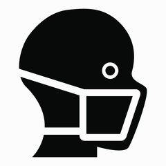 Face mask icon. Medical mask. Protection of the medic. Respirator. Protective equipment. Public Protection Poster. Vector icon.