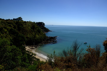 Aereal view of Palm Beach, Waiheke Island, New Zealand
