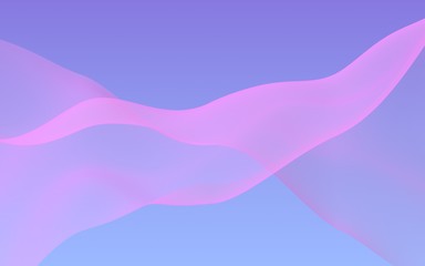 Pink wave on blue sky abstract background. Fluttering pink scarf. Waving on wind pink fabric. 3D illustration