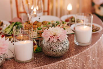 wedding preparations for the table. Serving and drinks