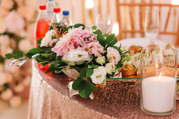 wedding preparations for the table. Serving and drinks