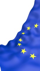 Slightly waving flag of the European Union isolated on white background, 3D rendering. Symbol of Europe. 3D illustration