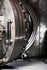 bank vault door and deposit box 