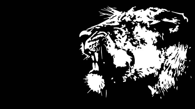 Lion walking from dark. vector Logo design
