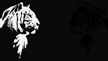 Tiger walking from dark. vector Logo design