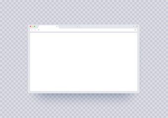 Browser window mockup, abstract screen template with blank place for show your website or document. Internet page ui with toolbar and search line in modern style isolated on transparent background.