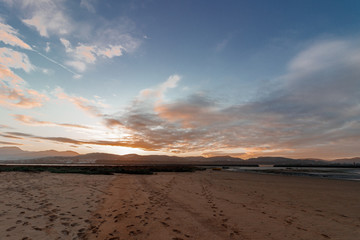 Fototapeta na wymiar view of the beach at sunset